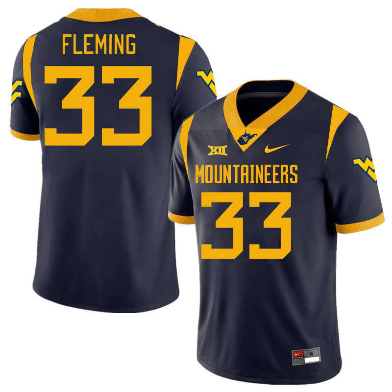 Men #33 Aydin Fleming West Virginia Mountaineers College 2024 New Uniforms Football Jerseys Stitched